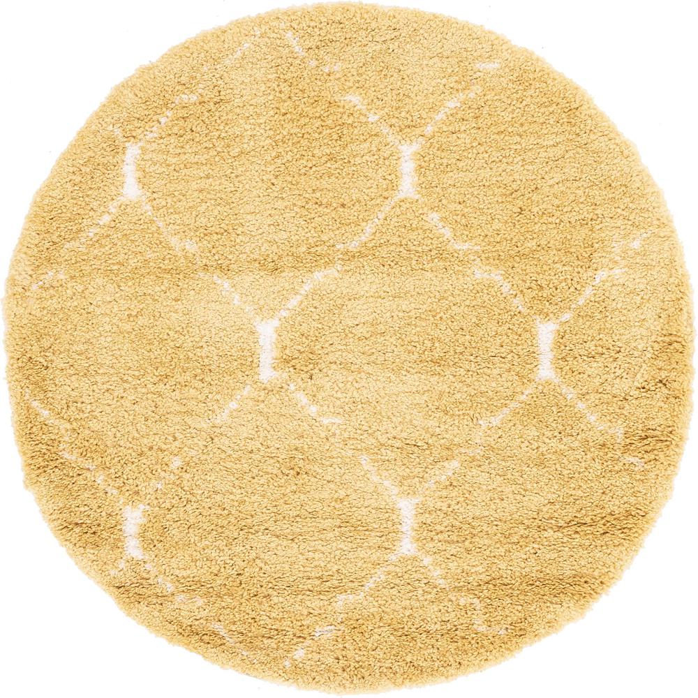 Fractured Rabat Shag Rug, Yellow (5' 0 x 5' 0). Picture 1
