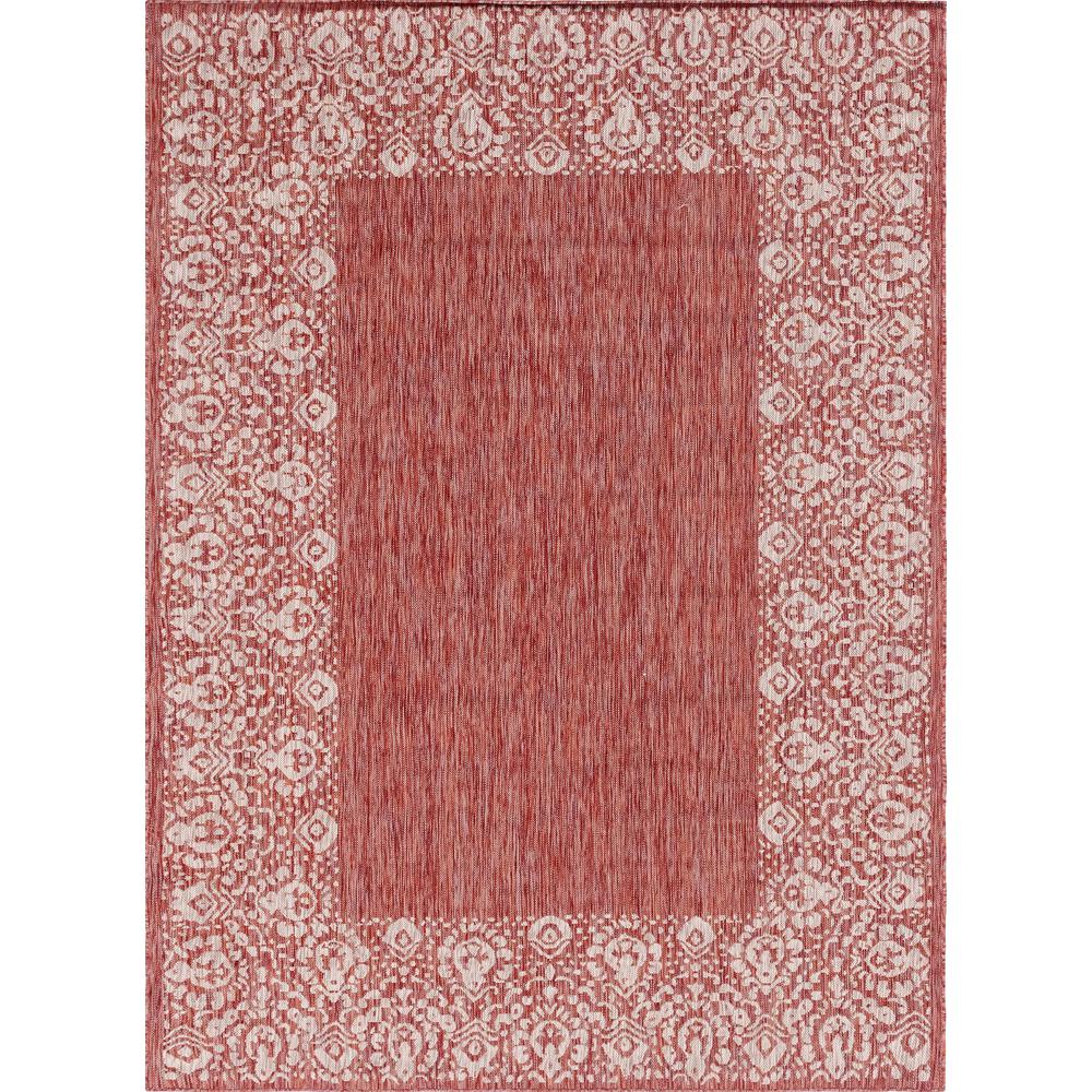Unique Loom Outdoor Floral Border Rug. The main picture.