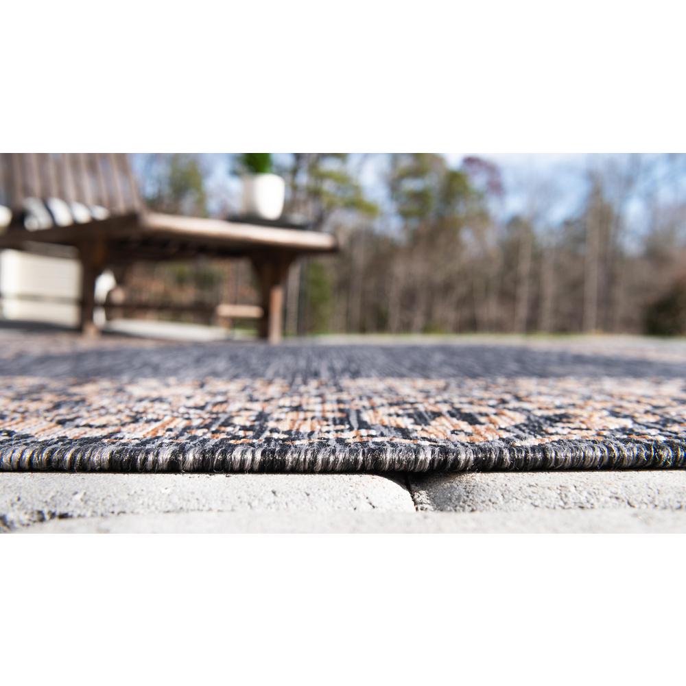 Outdoor Floral Border Rug, Charcoal Gray (9' 0 x 12' 0). Picture 5