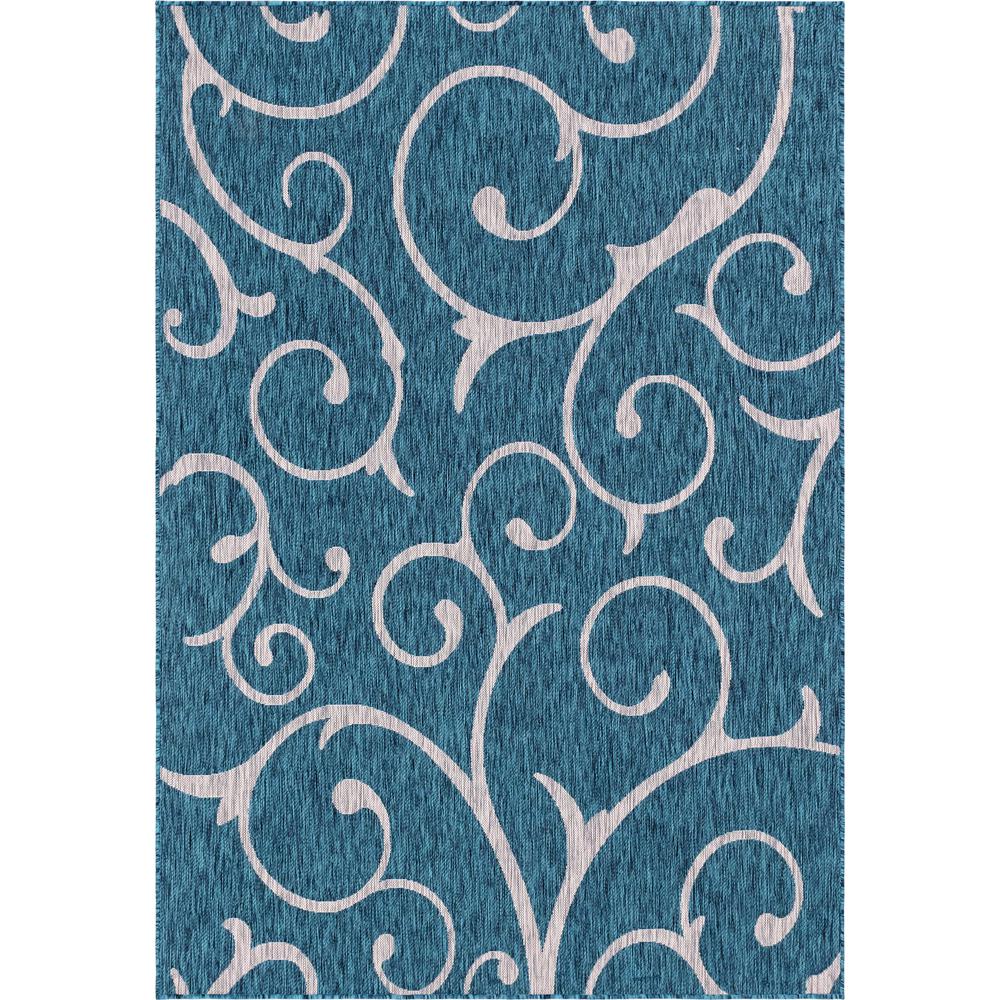 Outdoor Curl Rug, Teal (6' 0 x 9' 0). Picture 1