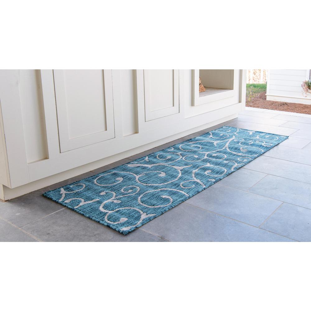 Outdoor Curl Rug, Teal (2' 0 x 6' 0). Picture 3