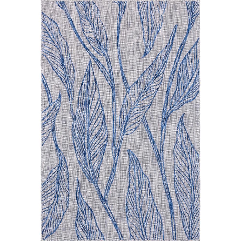 Outdoor Leaf Rug, Light Gray (6' 0 x 9' 0). Picture 1