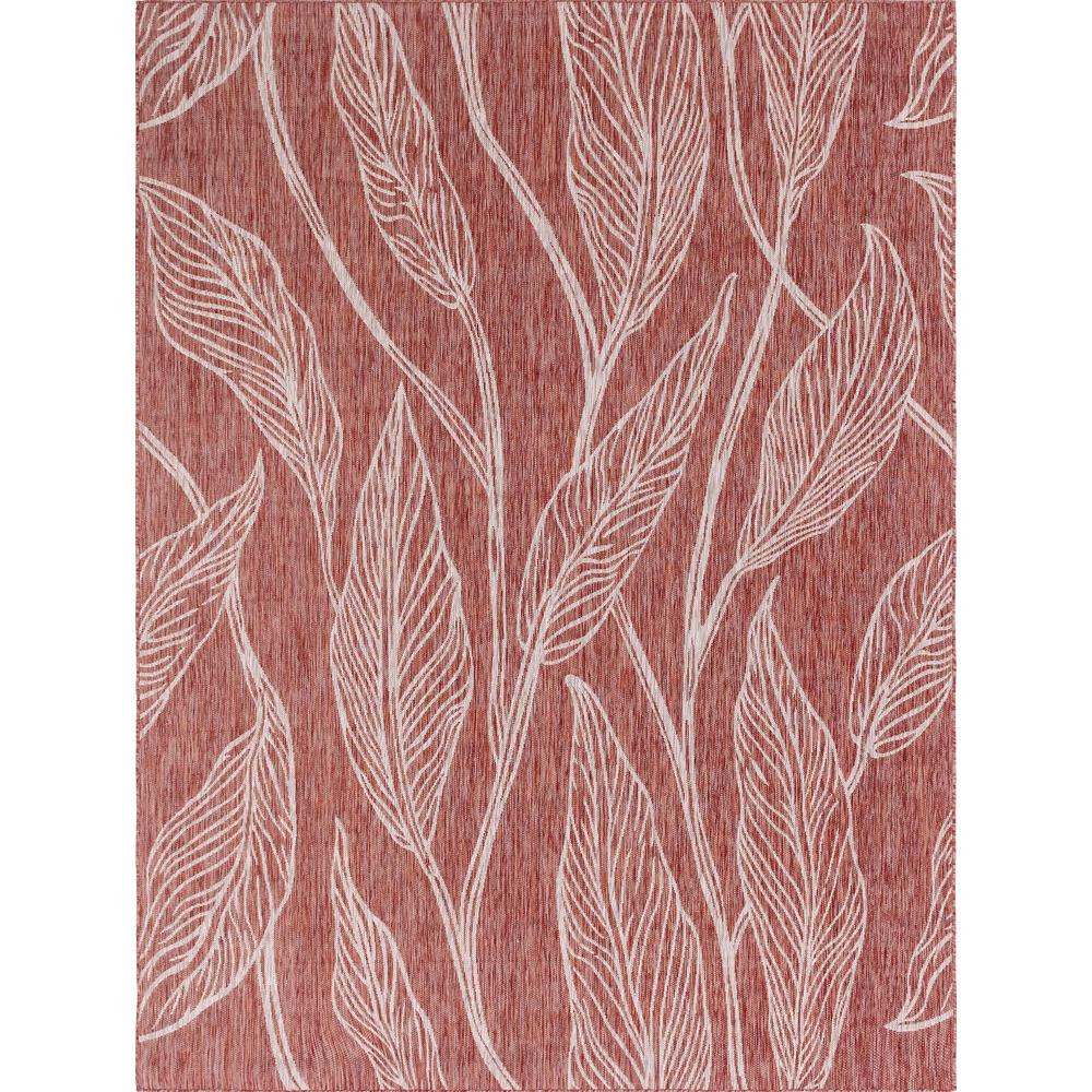 Outdoor Leaf Rug, Rust Red (9' 0 x 12' 0). The main picture.