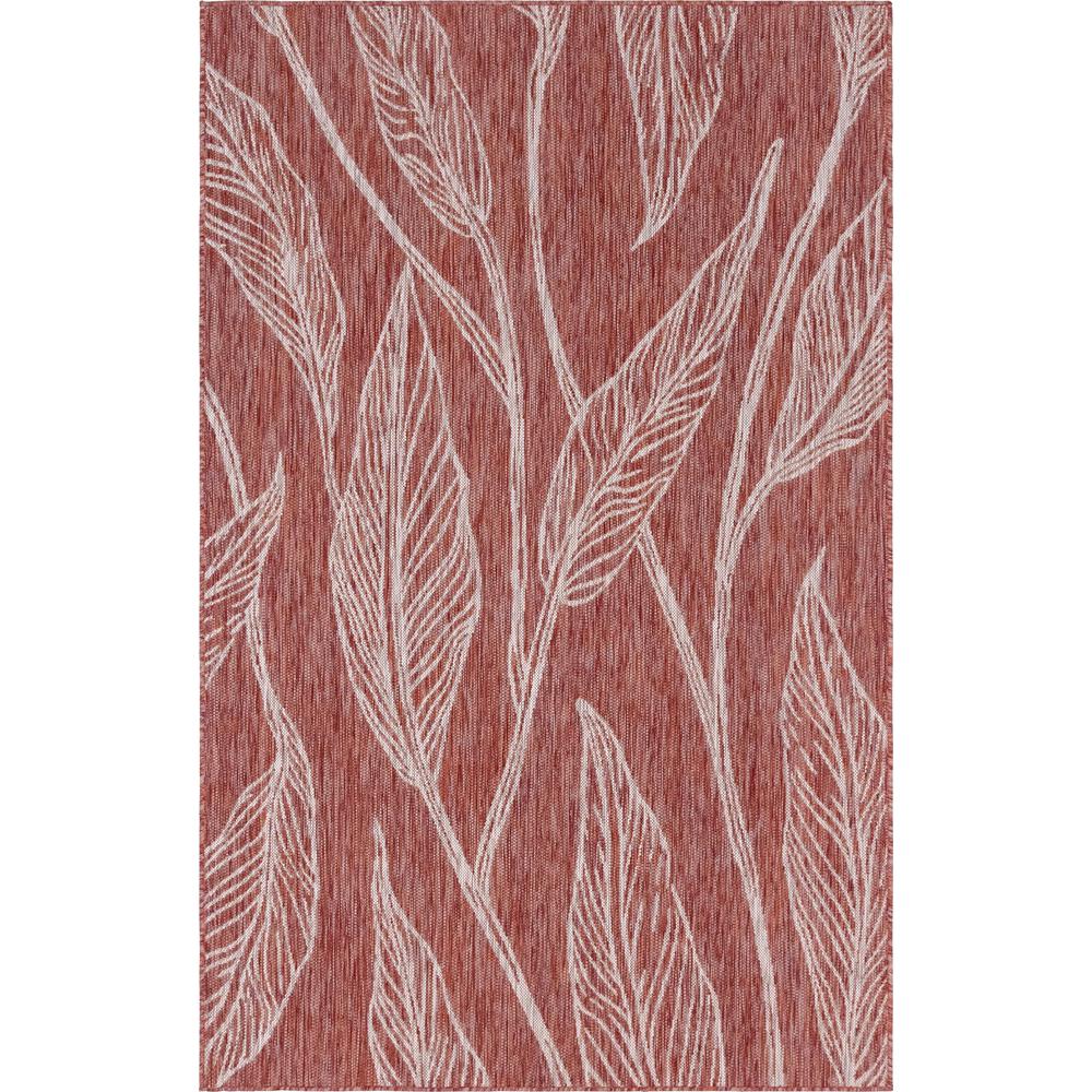 Outdoor Leaf Rug, Rust Red (5' 0 x 8' 0). Picture 1
