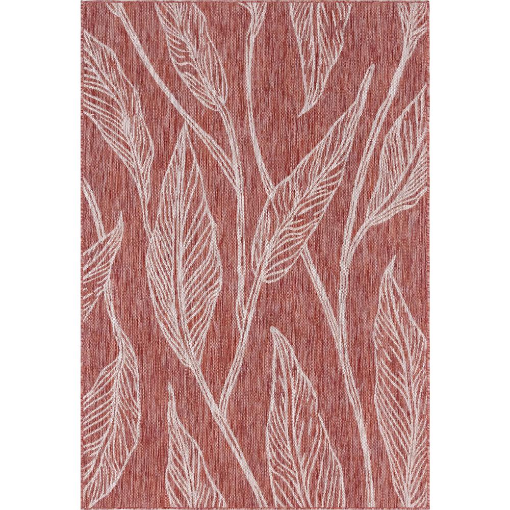 Outdoor Leaf Rug, Rust Red (4' 0 x 6' 0). Picture 1