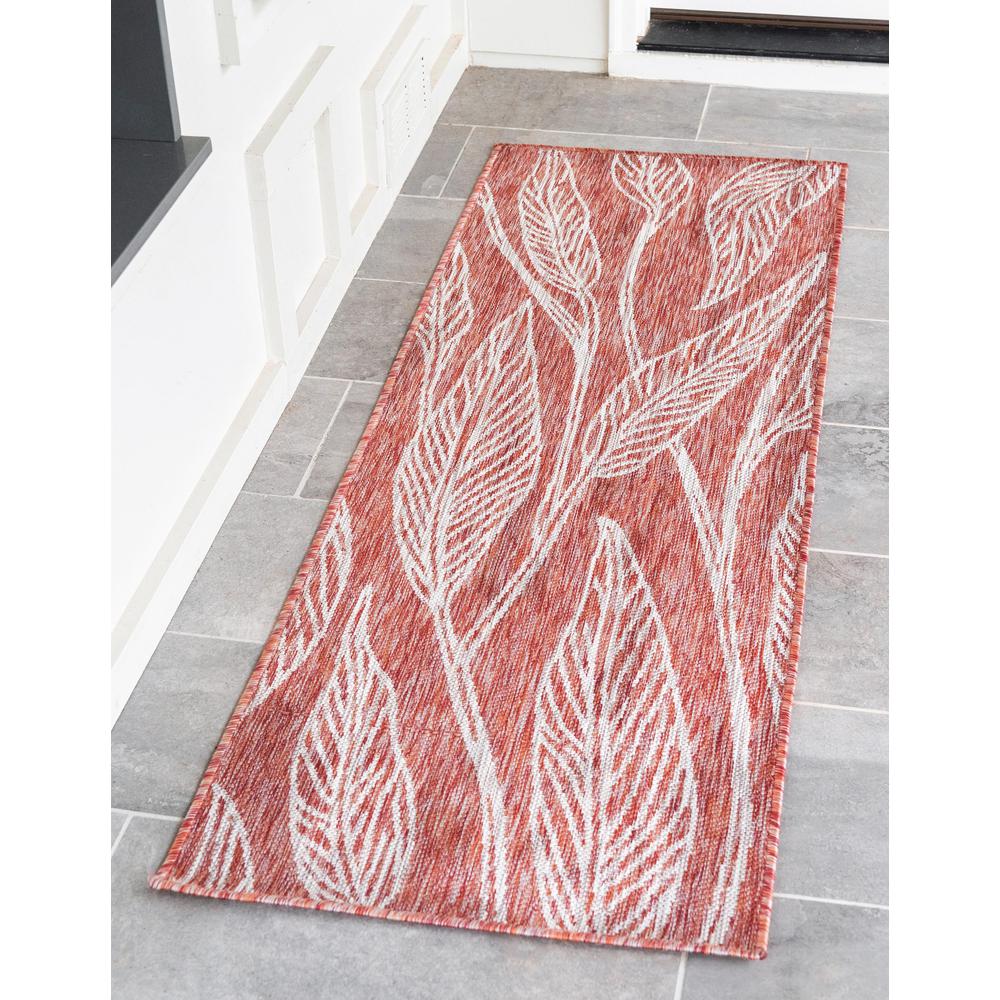 Outdoor Leaf Rug, Rust Red (2' 0 x 6' 0). Picture 2