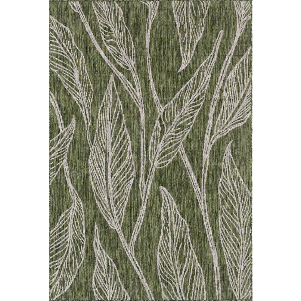 Outdoor Leaf Rug, Green (6' 0 x 9' 0). The main picture.