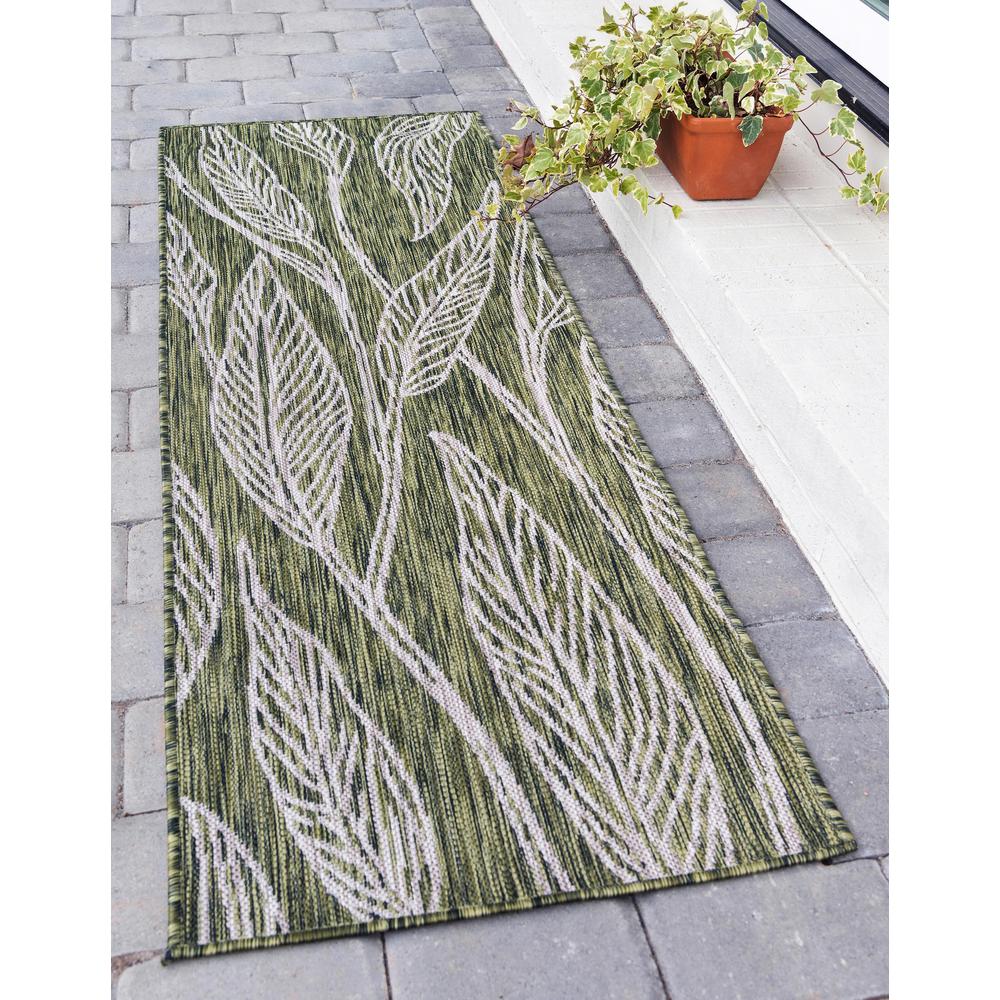 Outdoor Leaf Rug, Green (2' 0 x 6' 0). Picture 2