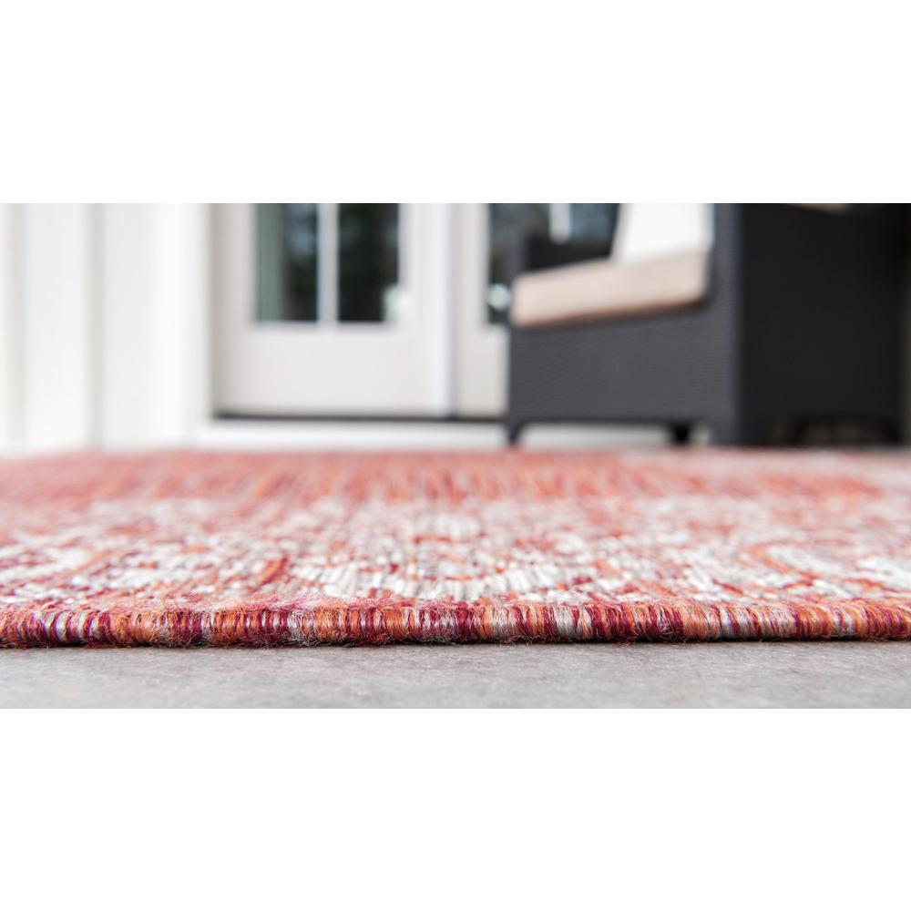 Outdoor Floral Border Rug, Rust Red (4' 0 x 4' 0). Picture 4