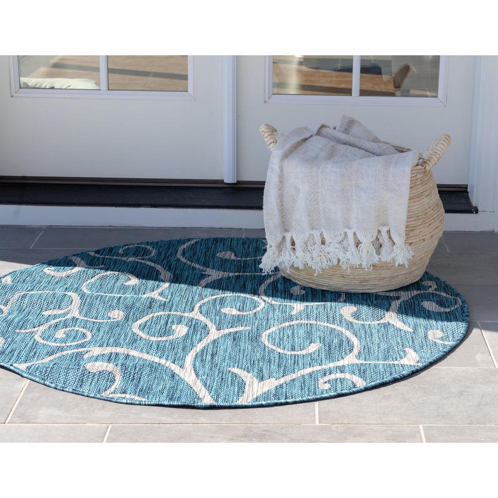 Outdoor Curl Rug, Teal (4' 0 x 4' 0). Picture 4