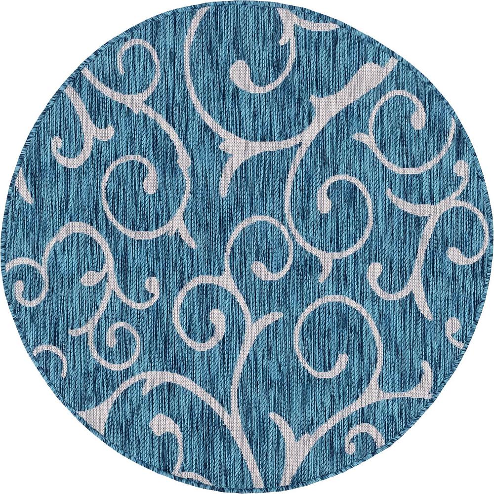 Outdoor Curl Rug, Teal (4' 0 x 4' 0). Picture 1