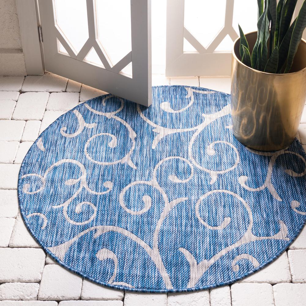 Outdoor Curl Rug, Blue (4' 0 x 4' 0). Picture 2