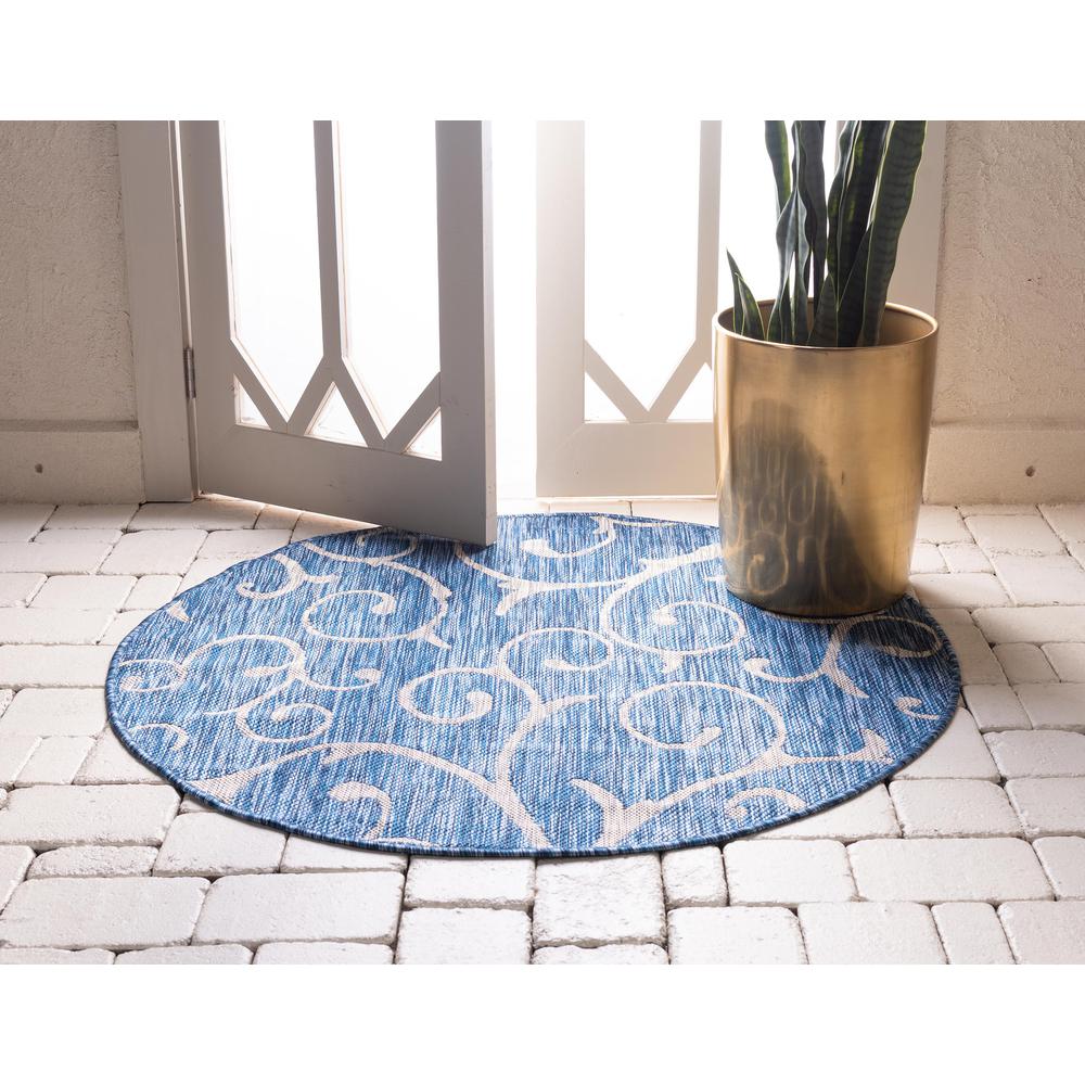 Outdoor Curl Rug, Blue (4' 0 x 4' 0). Picture 3