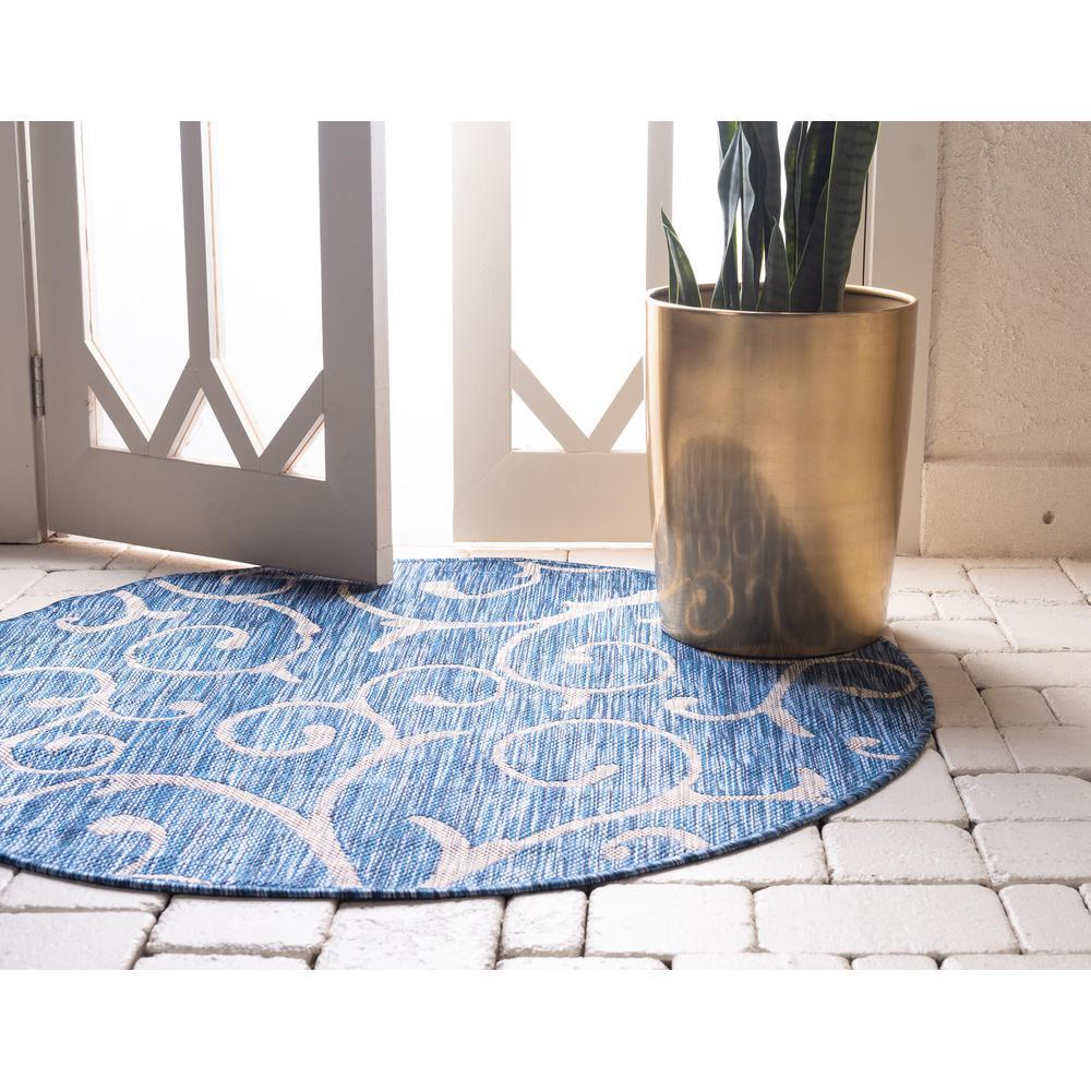Outdoor Curl Rug, Blue (4' 0 x 4' 0). Picture 4