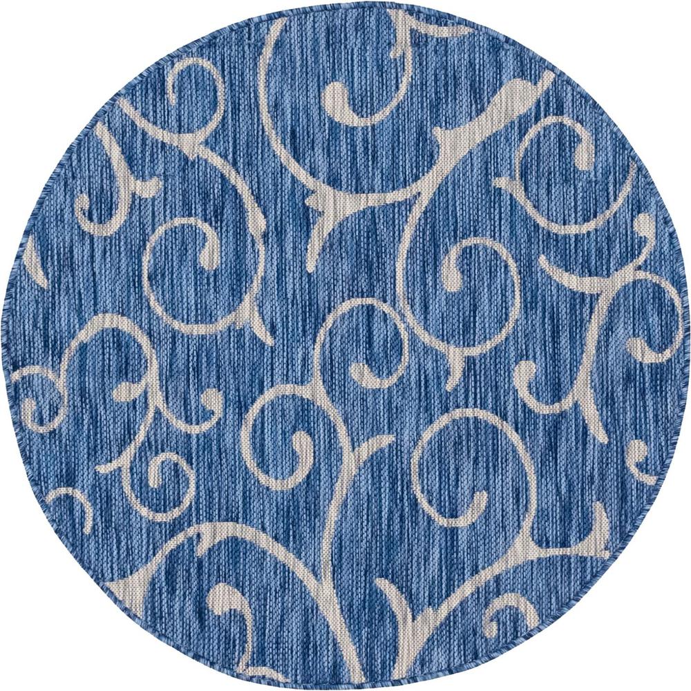 Outdoor Curl Rug, Blue (4' 0 x 4' 0). Picture 1
