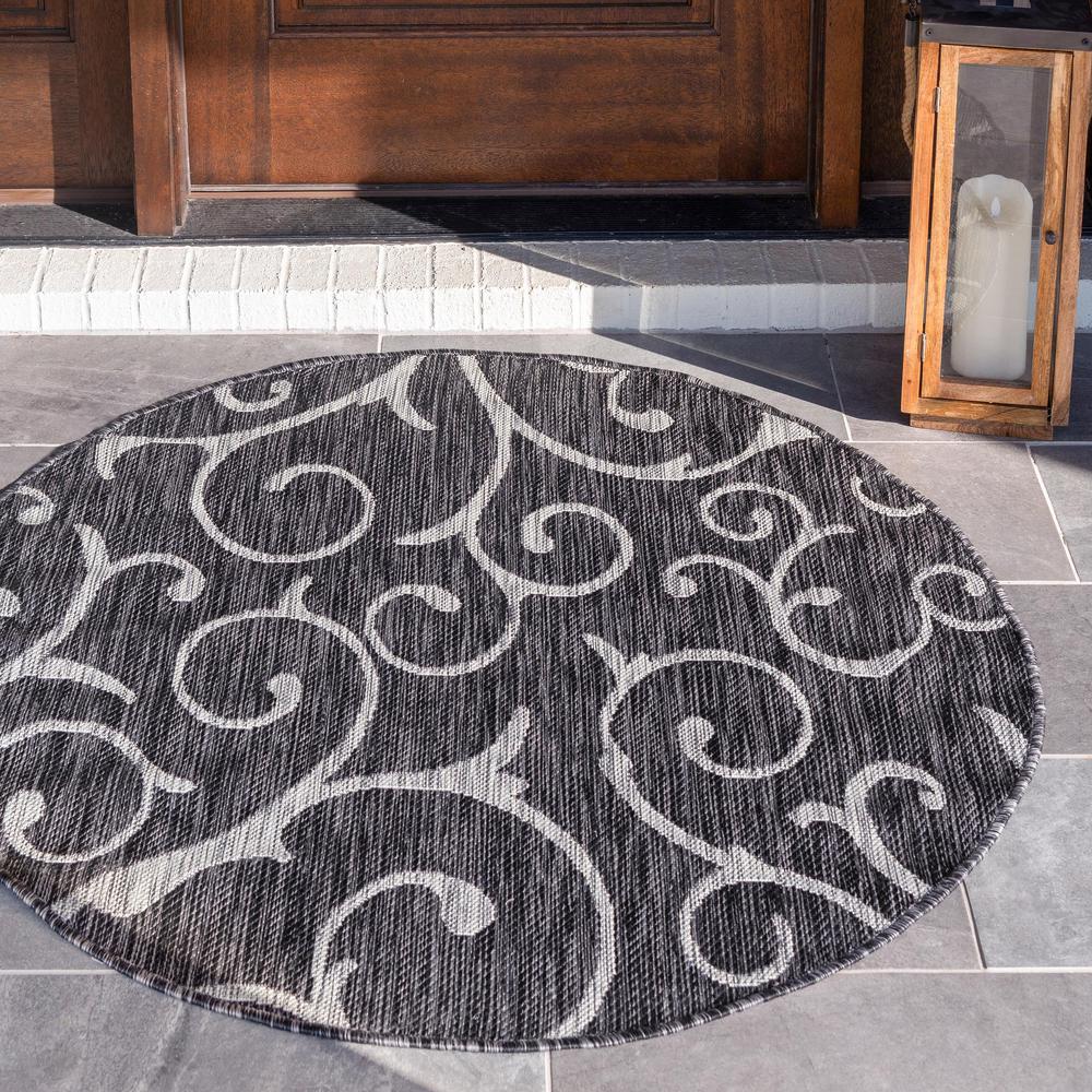 Outdoor Curl Rug, Charcoal Gray (4' 0 x 4' 0). Picture 2