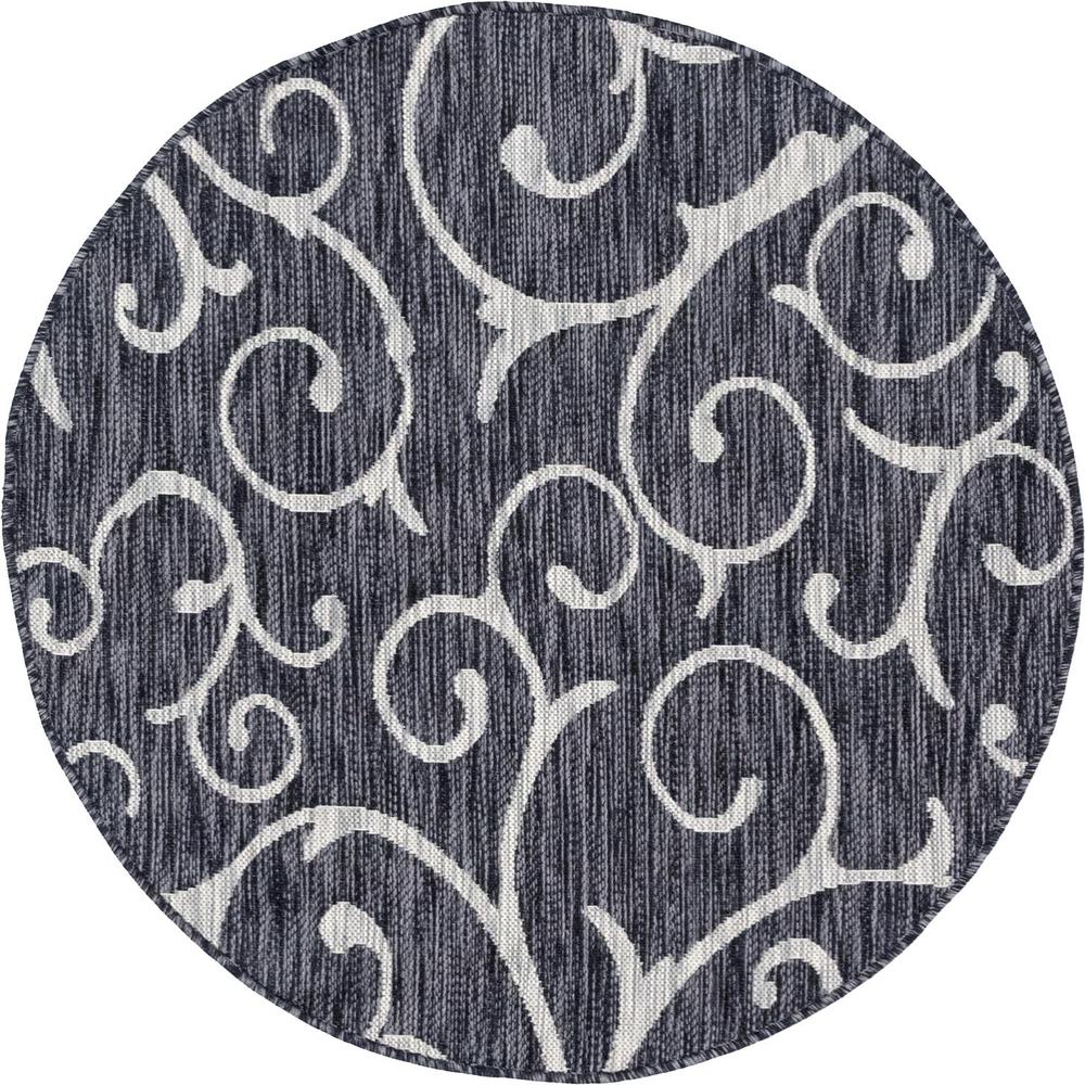Outdoor Curl Rug, Charcoal Gray (4' 0 x 4' 0). Picture 1