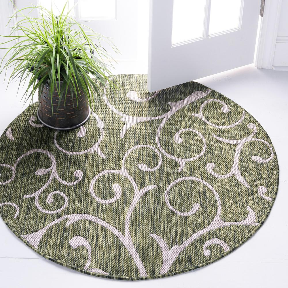 Outdoor Curl Rug, Green (4' 0 x 4' 0). Picture 2