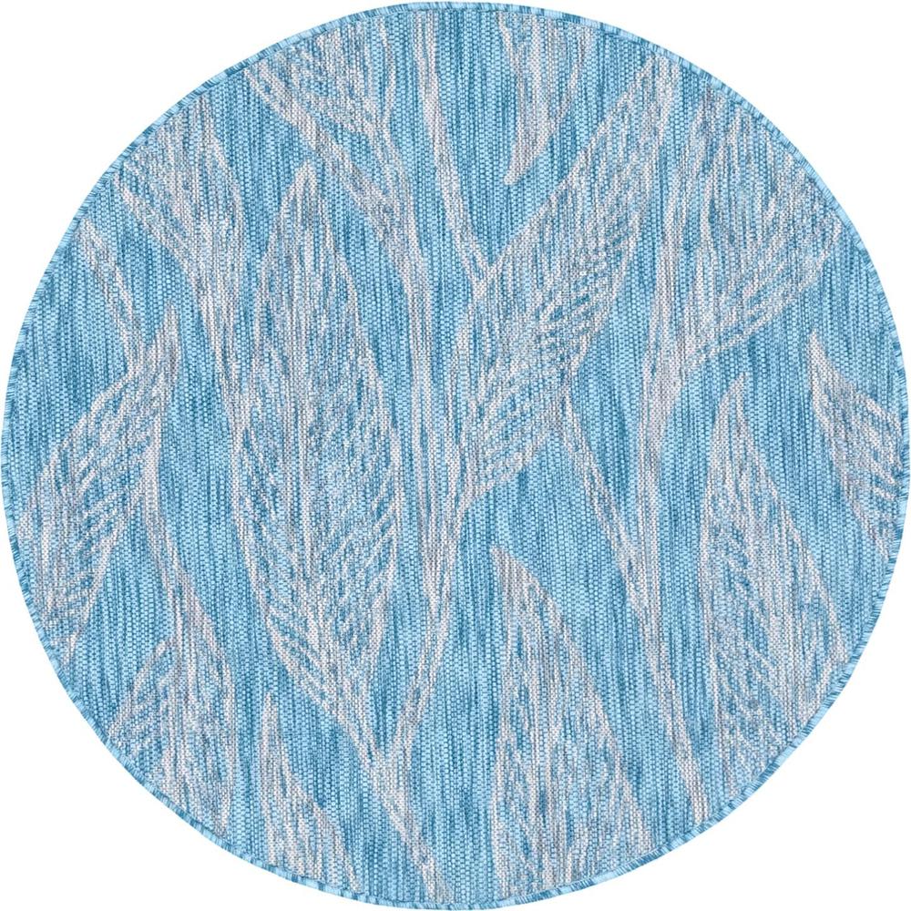 Outdoor Leaf Rug, Aqua Blue (4' 0 x 4' 0). Picture 1