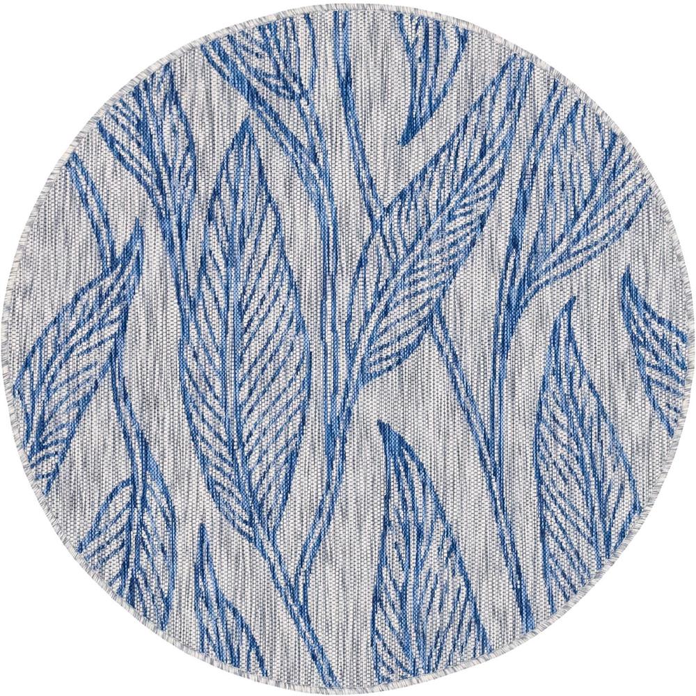 Outdoor Leaf Rug, Light Gray (4' 0 x 4' 0). Picture 1