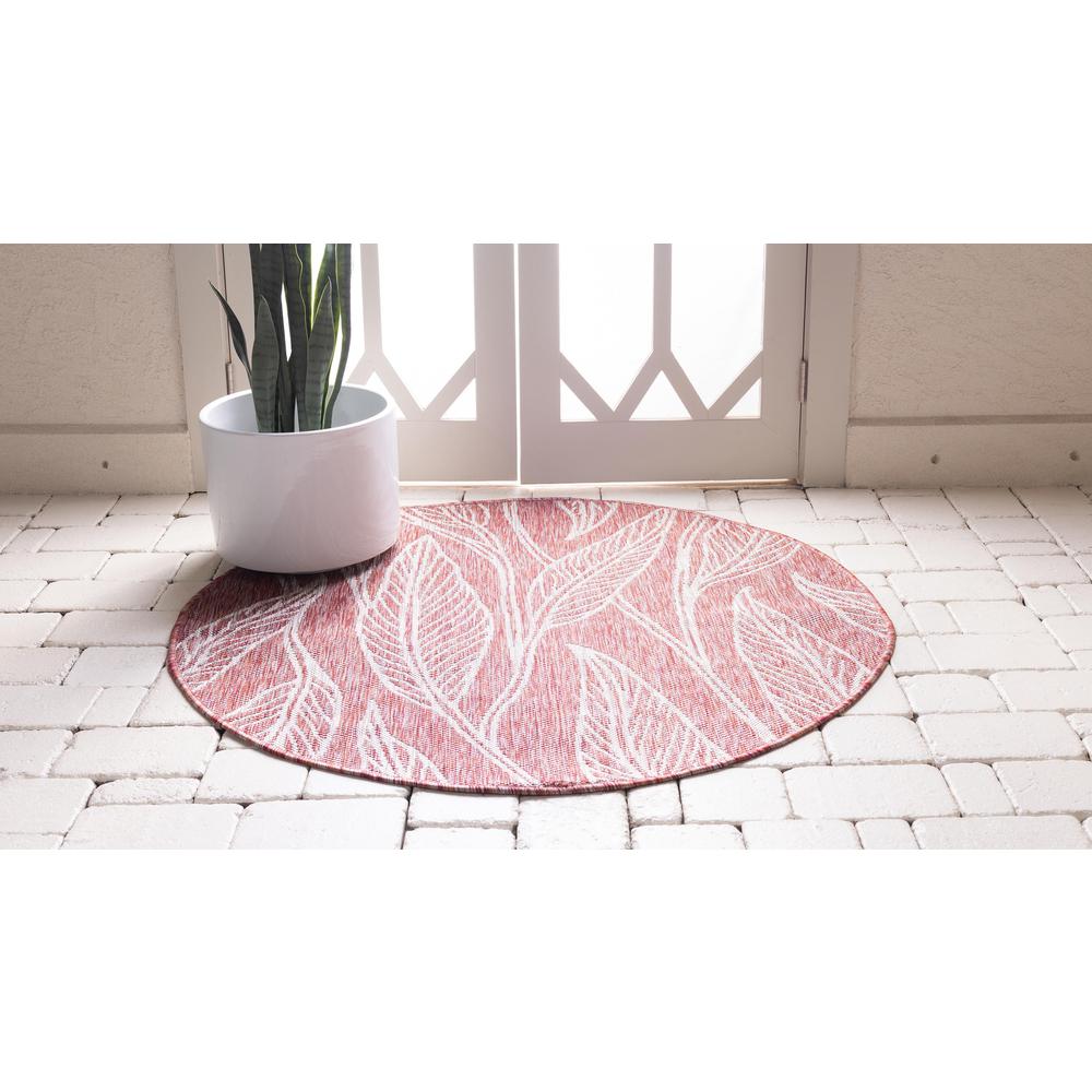 Outdoor Leaf Rug, Rust Red (4' 0 x 4' 0). Picture 3