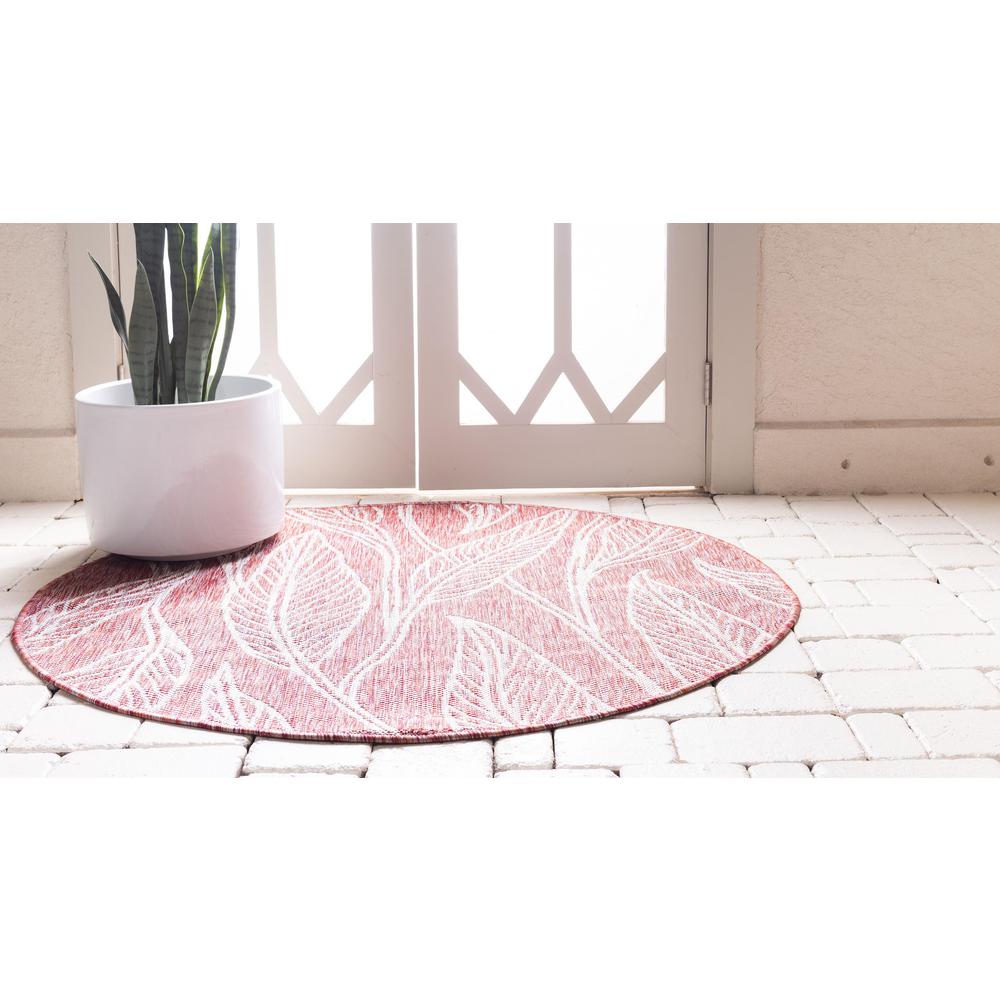 Outdoor Leaf Rug, Rust Red (4' 0 x 4' 0). Picture 4