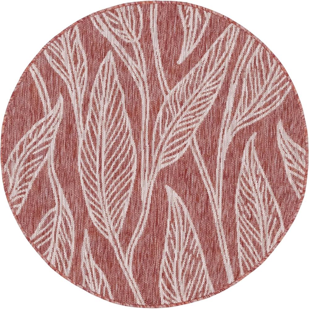 Outdoor Leaf Rug, Rust Red (4' 0 x 4' 0). Picture 1