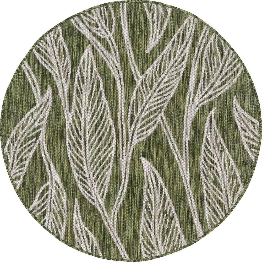 Outdoor Leaf Rug, Green (4' 0 x 4' 0). Picture 1