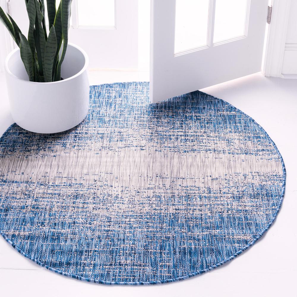 Outdoor Ombre Rug, Blue (4' 0 x 4' 0). Picture 2
