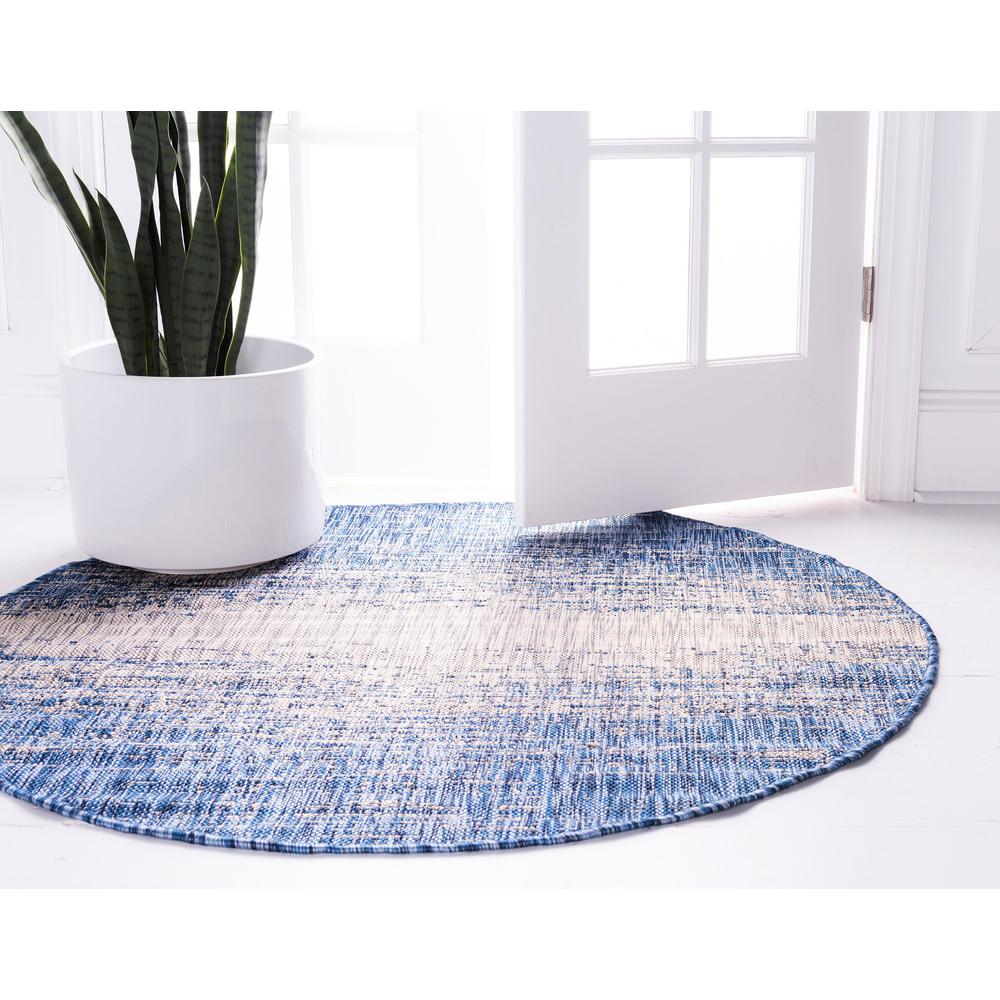 Outdoor Ombre Rug, Blue (4' 0 x 4' 0). Picture 4