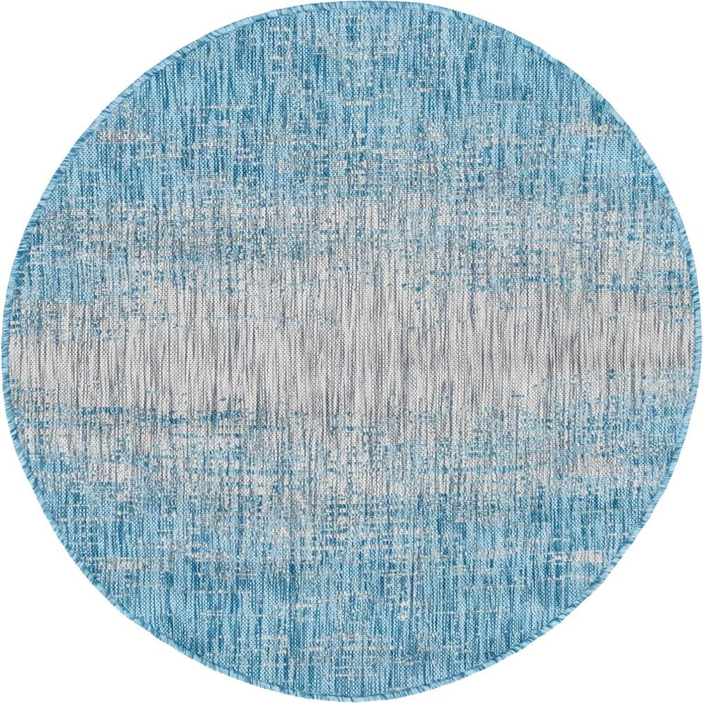 Outdoor Ombre Rug, Aqua Blue (4' 0 x 4' 0). Picture 1