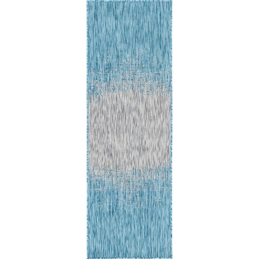 Outdoor Ombre Rug, Aqua Blue (2' 0 x 6' 0). Picture 1