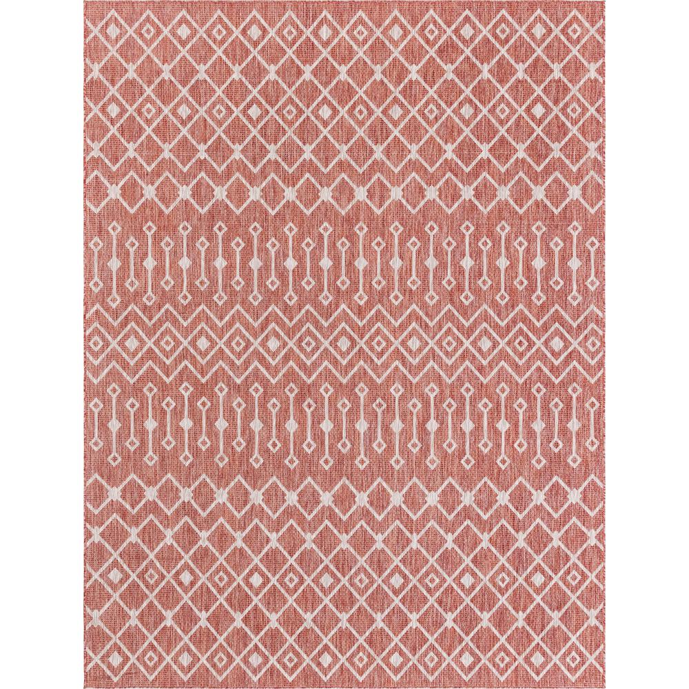 Outdoor Tribal Trellis Rug, Rust Red/Gray (9' 0 x 12' 0). Picture 1