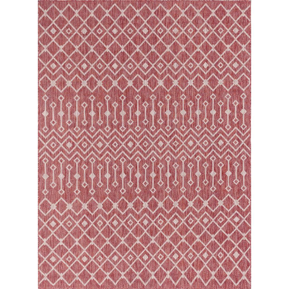 Outdoor Tribal Trellis Rug, Rust Red/Gray (8' 0 x 11' 4). Picture 1