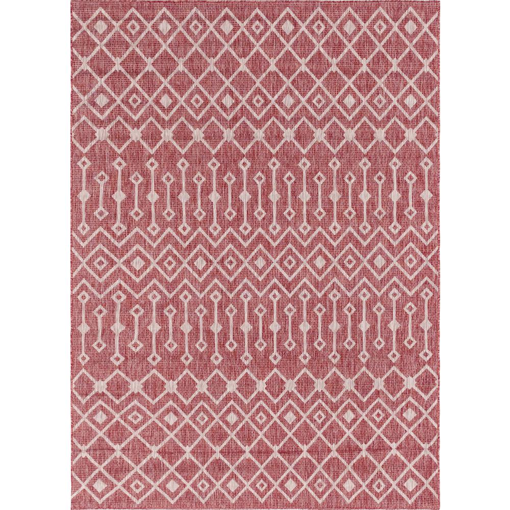 Outdoor Tribal Trellis Rug, Rust Red/Gray (7' 0 x 10' 0). Picture 1