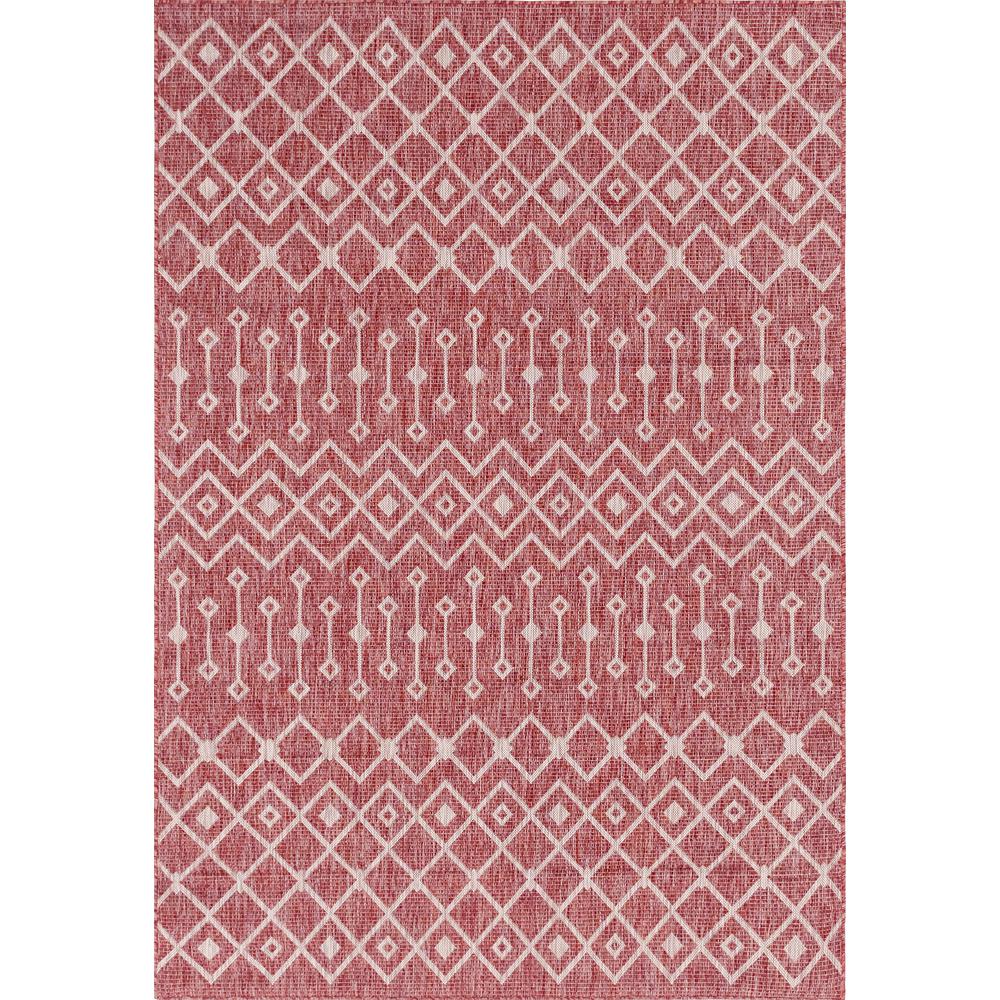 Outdoor Tribal Trellis Rug, Rust Red/Gray (6' 0 x 9' 0). Picture 1