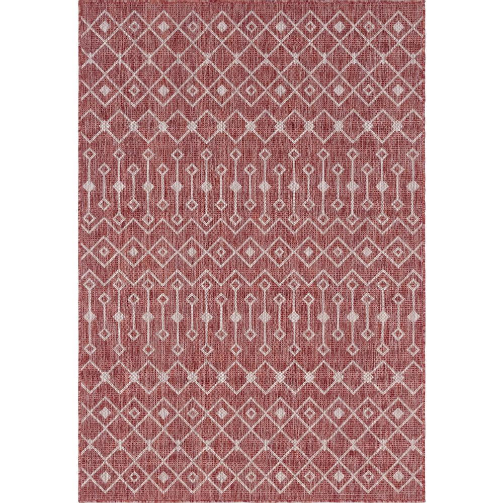 Outdoor Tribal Trellis Rug, Rust Red/Gray (4' 0 x 6' 0). Picture 1