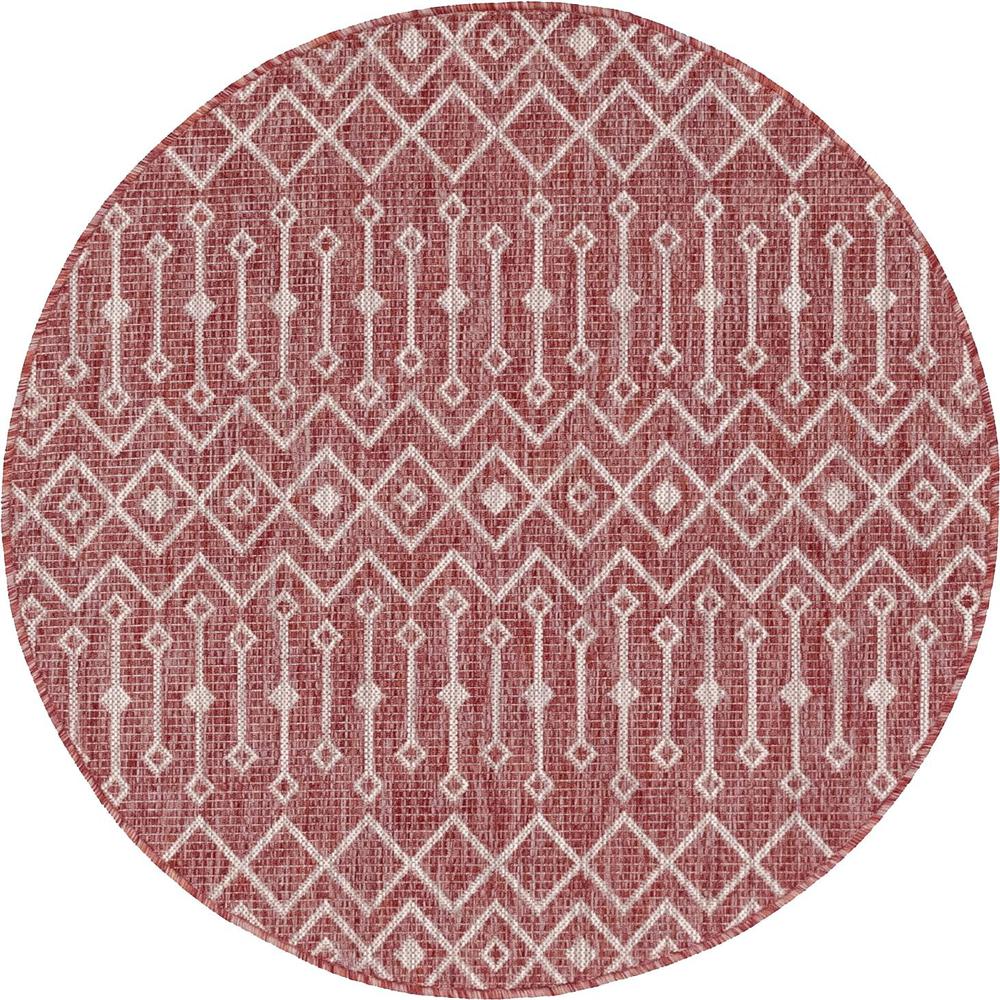 Outdoor Tribal Trellis Rug, Rust Red/Gray (4' 0 x 4' 0). Picture 1