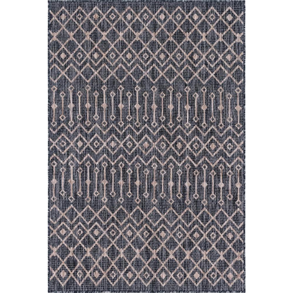 Outdoor Tribal Trellis Rug, Charcoal Gray/Beige (4' 0 x 6' 0). Picture 1