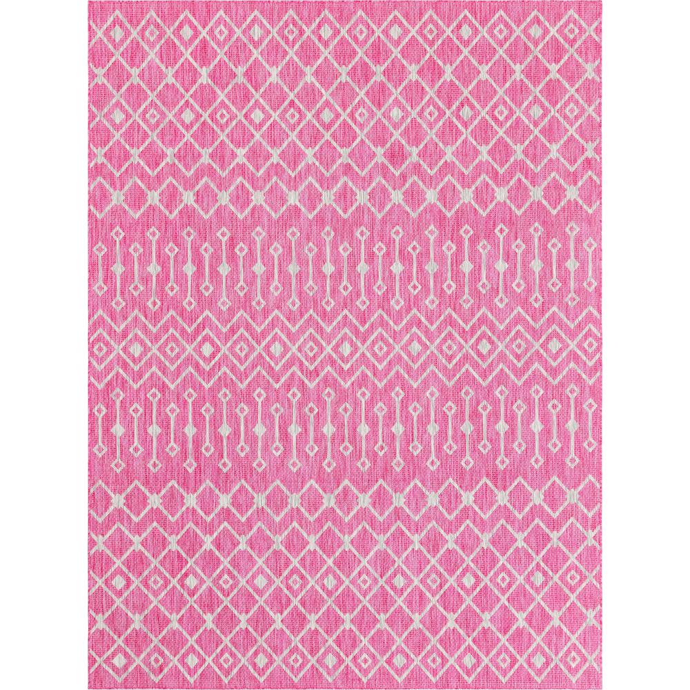 Outdoor Tribal Trellis Rug, Pink/Gray (9' 0 x 12' 0). Picture 1