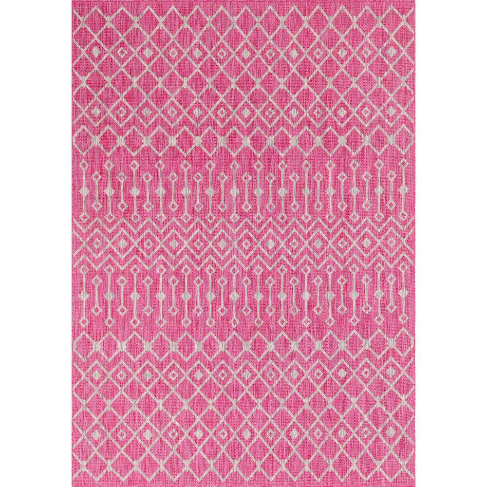 Outdoor Tribal Trellis Rug, Pink/Gray (8' 0 x 11' 4). Picture 1