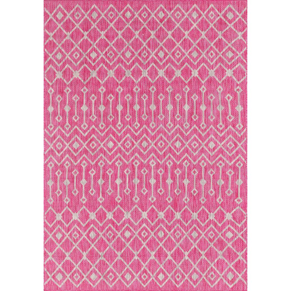 Outdoor Tribal Trellis Rug, Pink/Gray (7' 0 x 10' 0). Picture 1