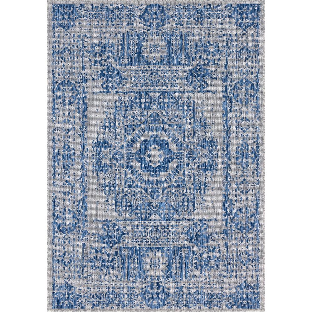 Outdoor Timeworn Rug, Blue (7' 0 x 10' 0). Picture 1