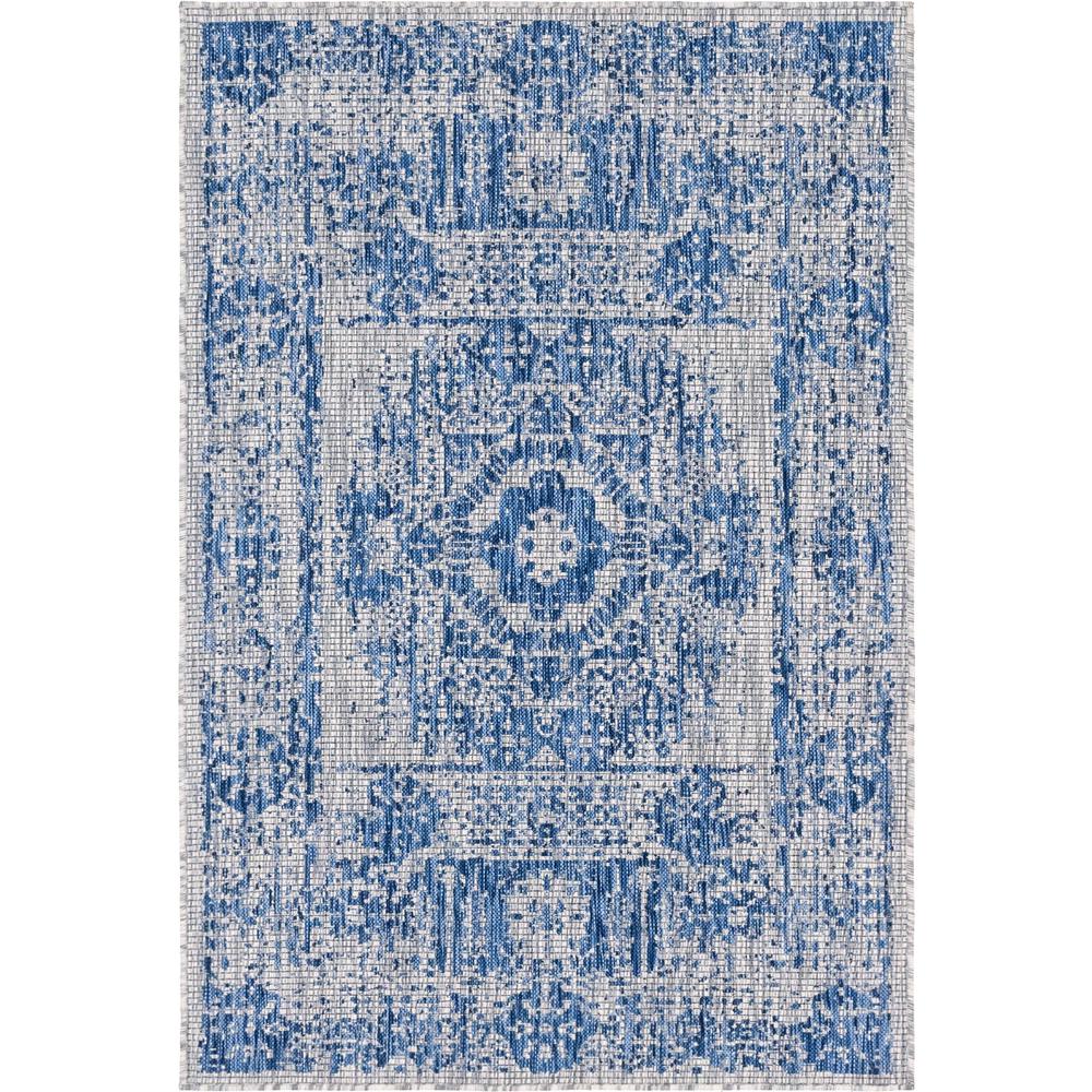 Outdoor Timeworn Rug, Blue (4' 0 x 6' 0). Picture 1