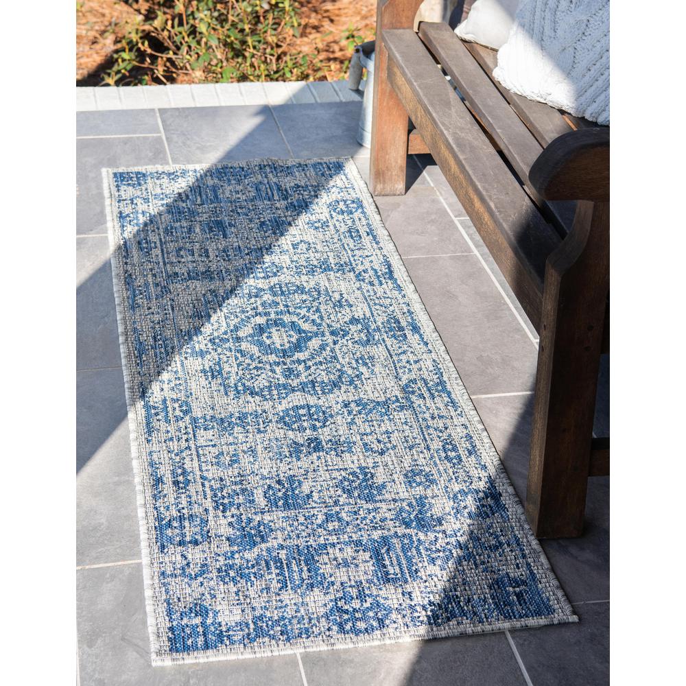 Outdoor Timeworn Rug, Blue (2' 0 x 6' 0). Picture 2