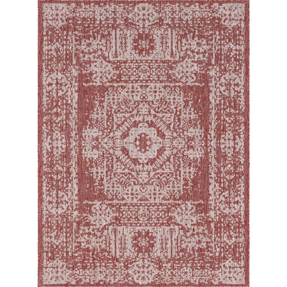 Outdoor Timeworn Rug, Rust Red (8' 0 x 11' 4). Picture 1