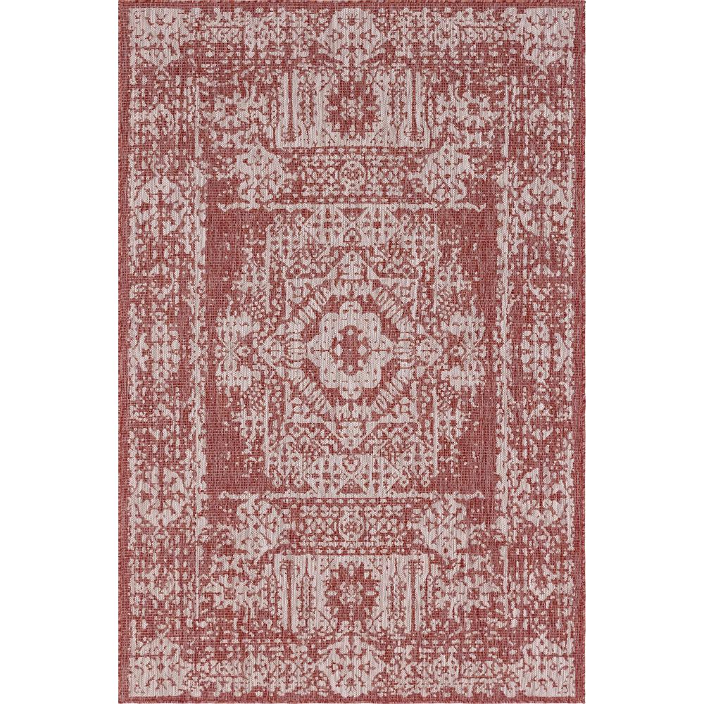 Outdoor Timeworn Rug, Rust Red (4' 0 x 6' 0). Picture 1