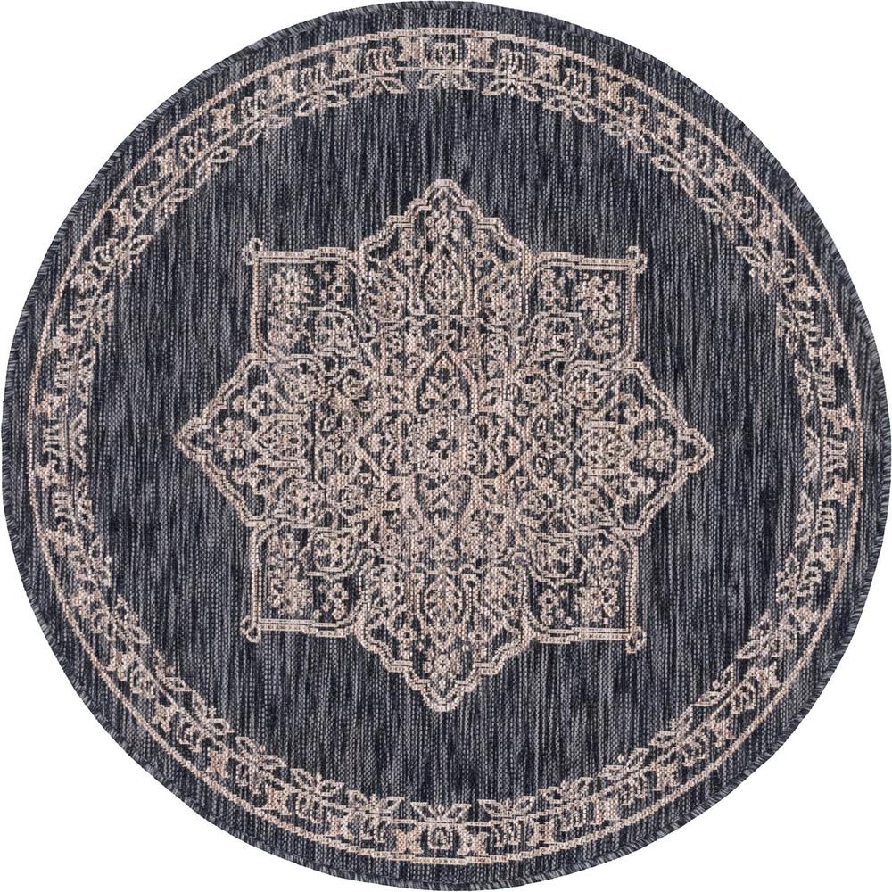 Outdoor Antique Rug, Charcoal Gray (4' 0 x 4' 0). Picture 1
