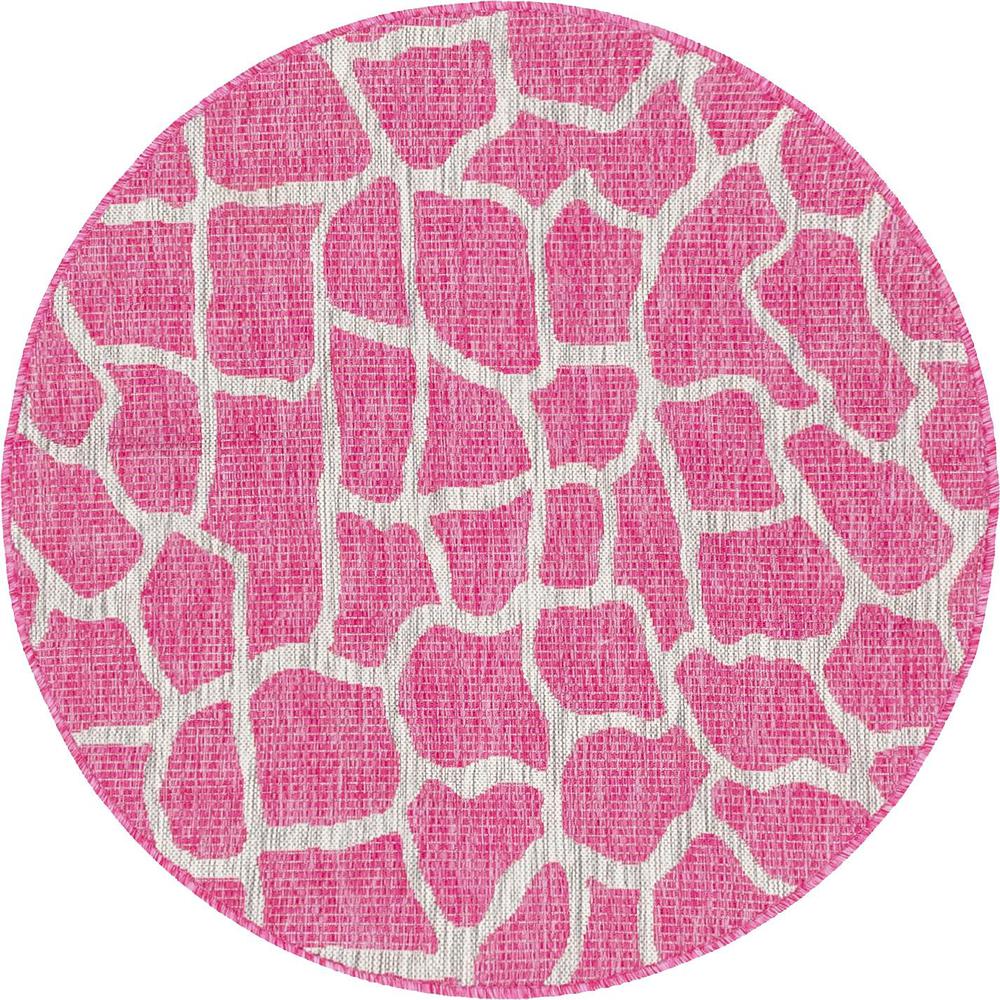 Outdoor Giraffe Rug, Pink (4' 0 x 4' 0). The main picture.