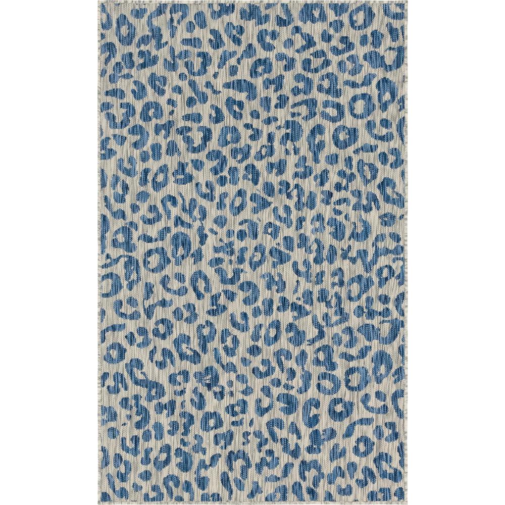 Outdoor Leopard Rug, Blue (5' 0 x 8' 0). Picture 1